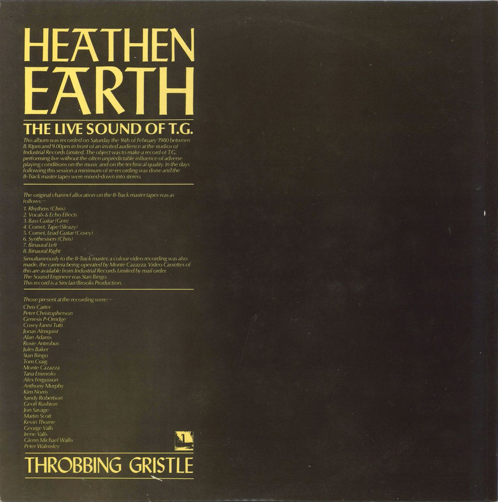 Throbbing Gristle Heathen Earth - 1st UK vinyl LP album (LP record)