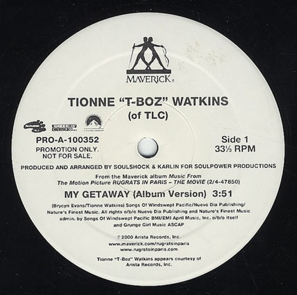 Tionne 'T-Boz' Watkins My Getaway US Promo 12" vinyl single (12 inch record / Maxi-single) PRO-A-100352