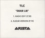 TLC Dear Lie UK Promo CD-R acetate CD ACETATE