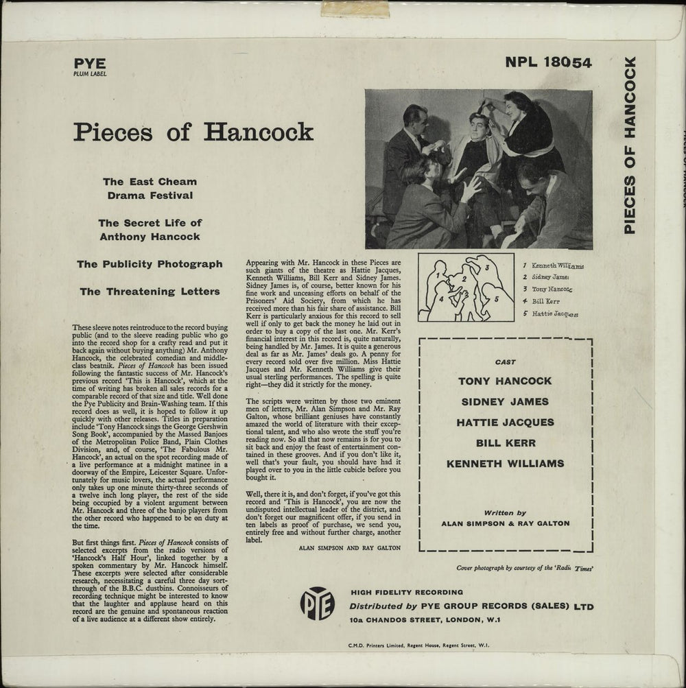 Tony Hancock Pieces Of Hancock UK vinyl LP album (LP record) T.HLPPI660446