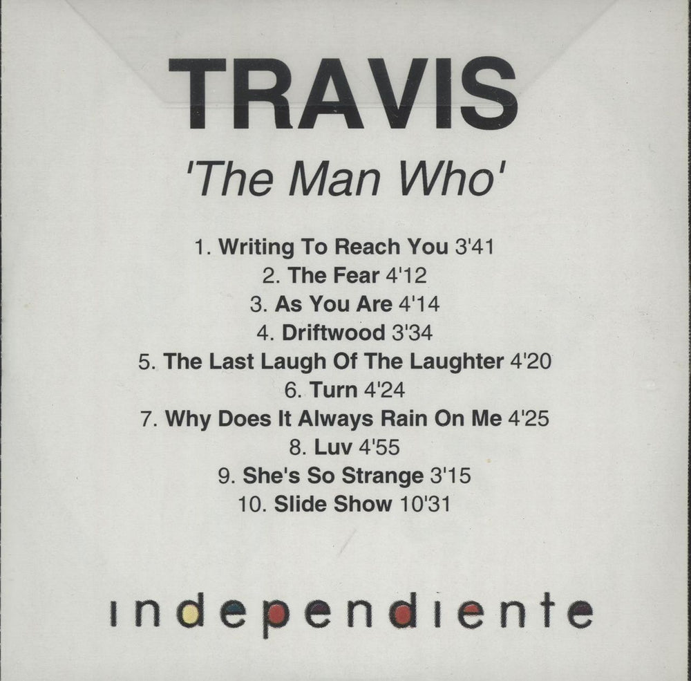 Travis (90s) The Man Who UK Promo CD-R acetate CD ACETATE