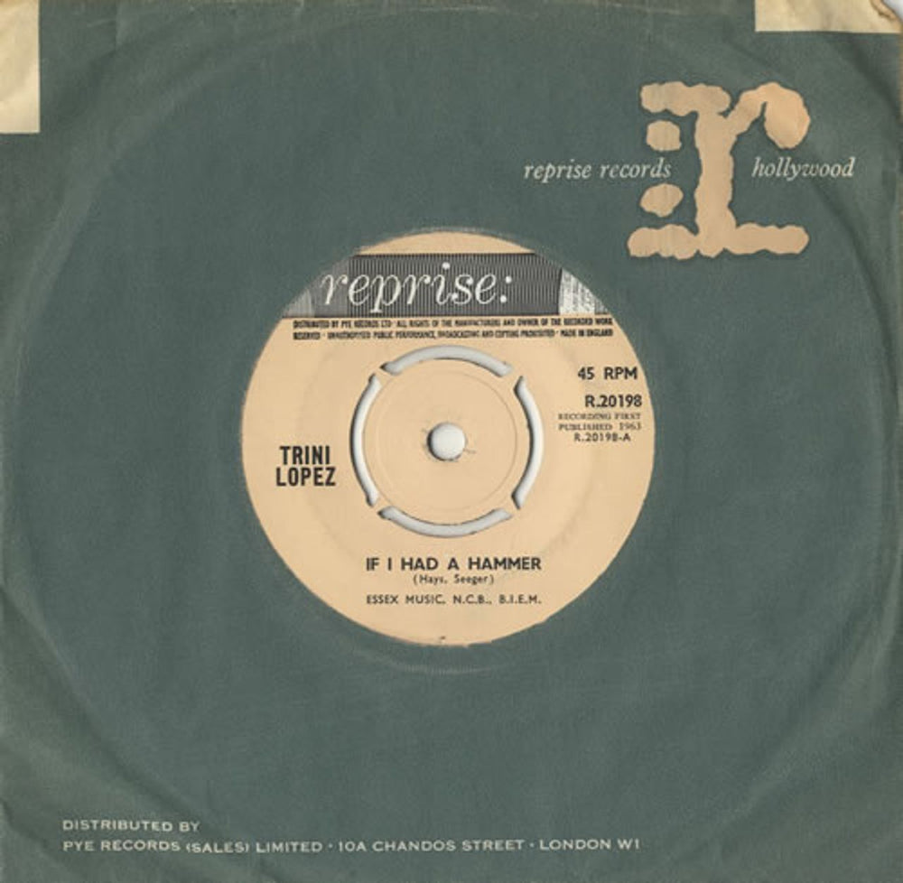 Trini Lopez If I Had A Hammer UK 7" vinyl single (7 inch record / 45) R.20198