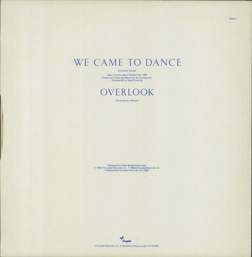 Ultravox We Came To Dance - Clear Vinyl UK 12" vinyl single (12 inch record / Maxi-single)