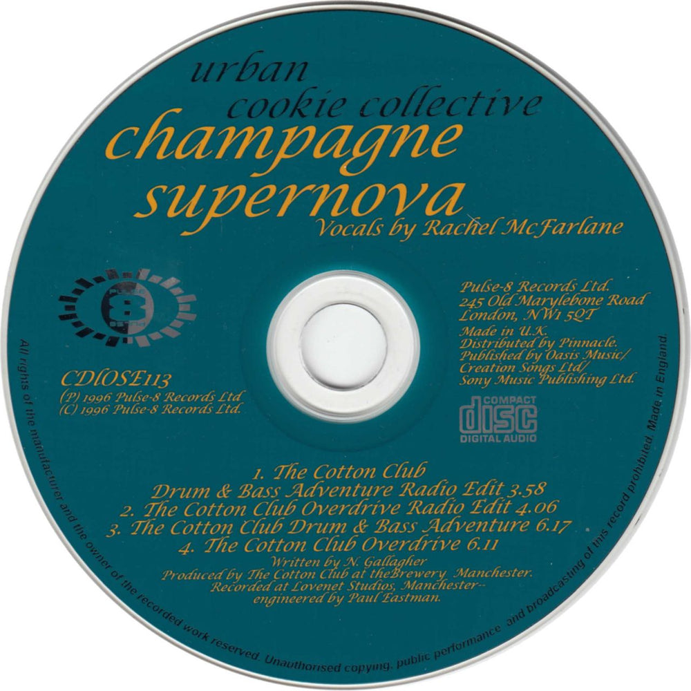 Urban Cookie Collective Champagne Supernova UK CD single (CD5 / 5") 5024085011305