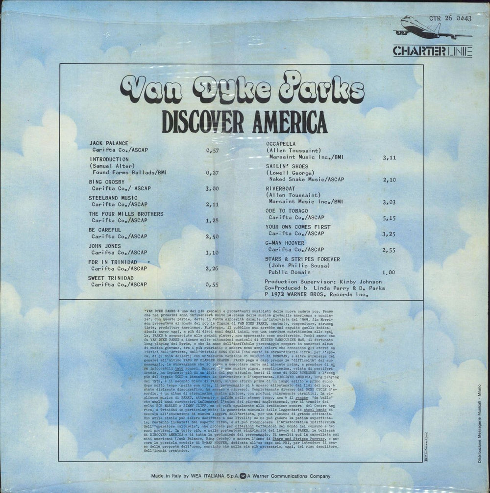 Van Dyke Parks Discover America - Sealed Italian vinyl LP album (LP record)