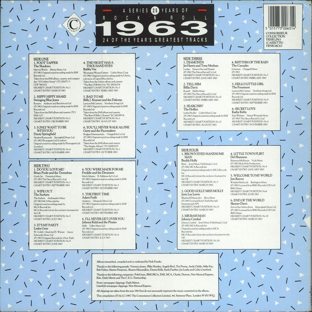 Various-60s & 70s 25 Years Of Rock 'N' Roll 1963 UK 2-LP vinyl record set (Double LP Album) 5015773006314