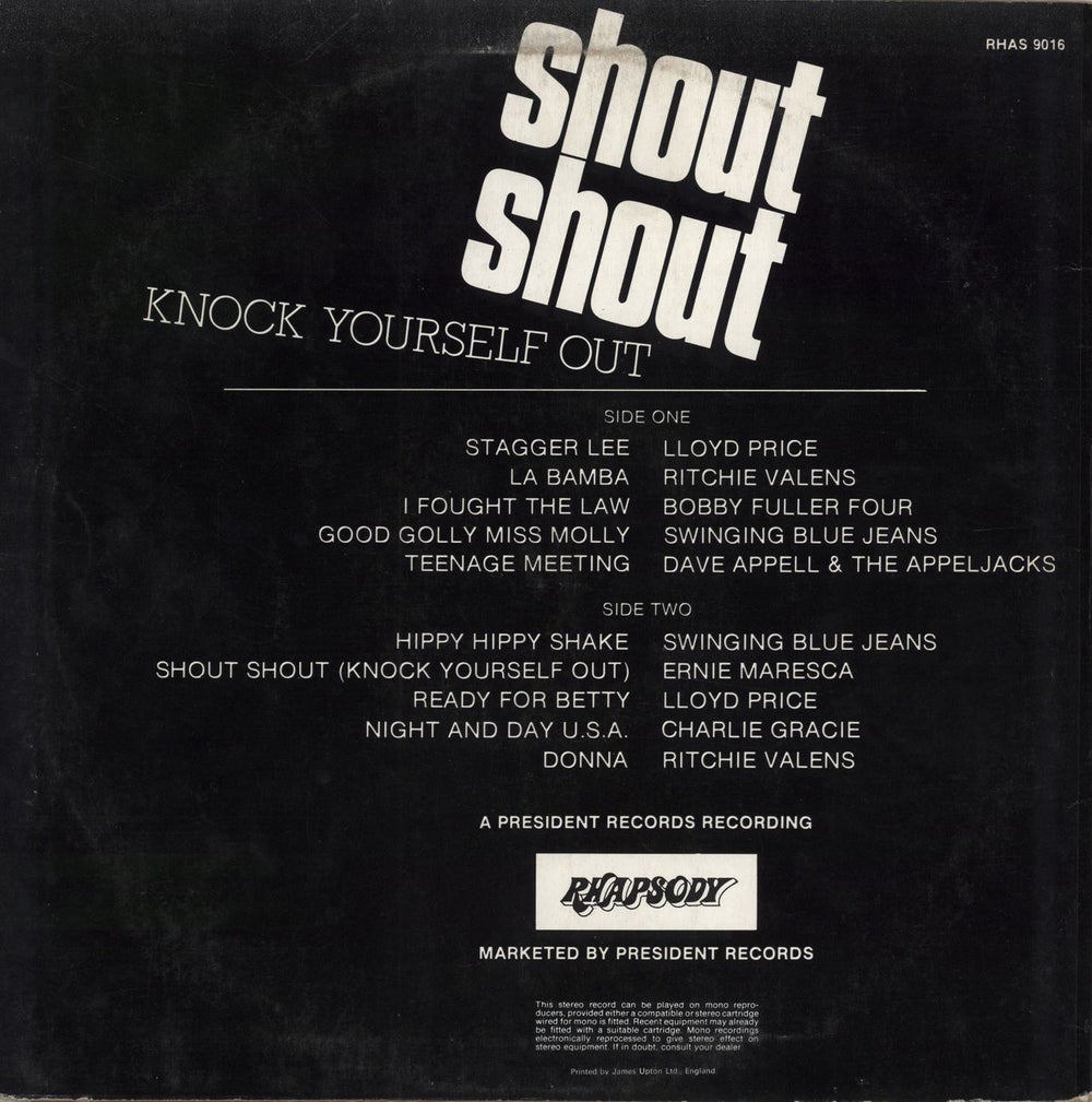 Various-60s & 70s Shout Shout Knock Yourself Out UK vinyl LP album (LP record)