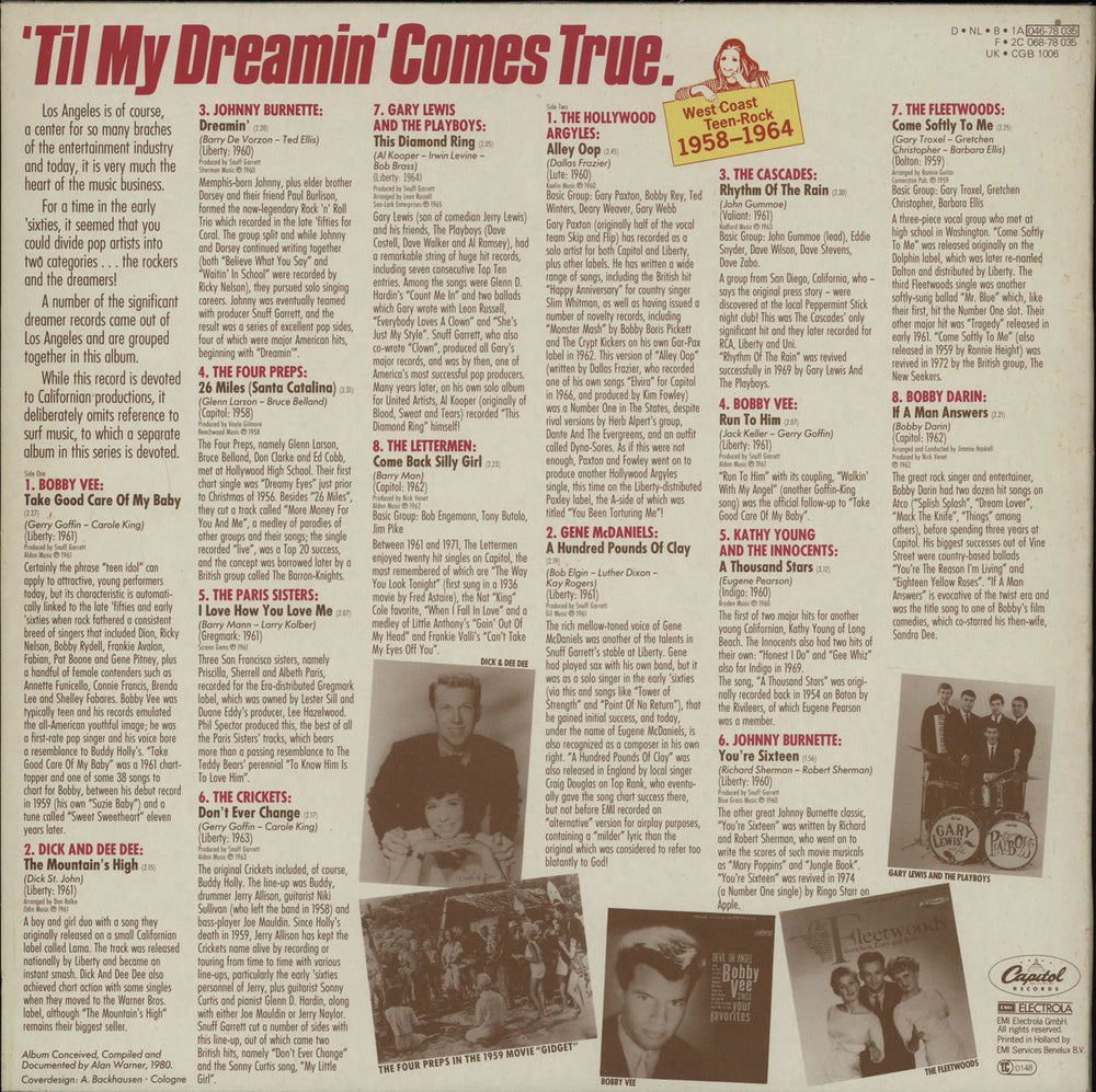 Various-60s & 70s 'Til My Dreamin' Comes True - West Coast Teen Rock 1958-1964 Dutch vinyl LP album (LP record)