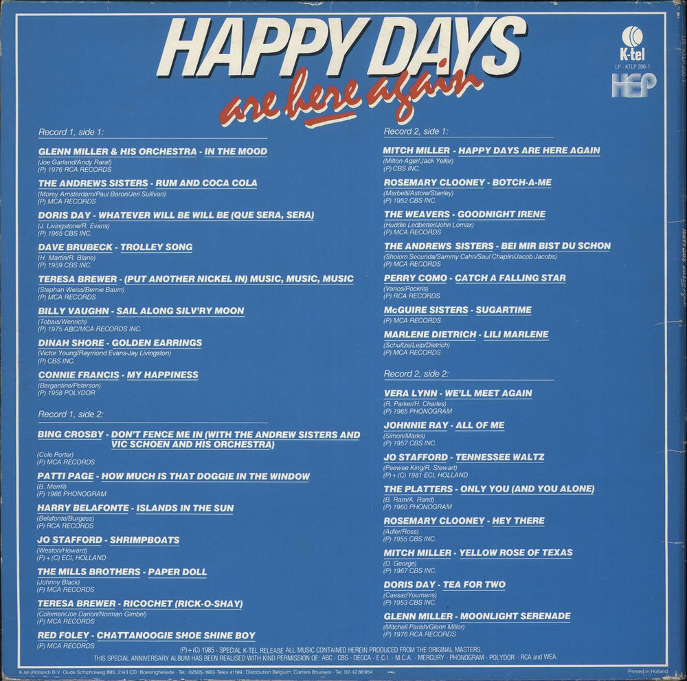 Various Artists Happy Days Are Here Again Dutch 2-LP vinyl record set (Double LP Album)