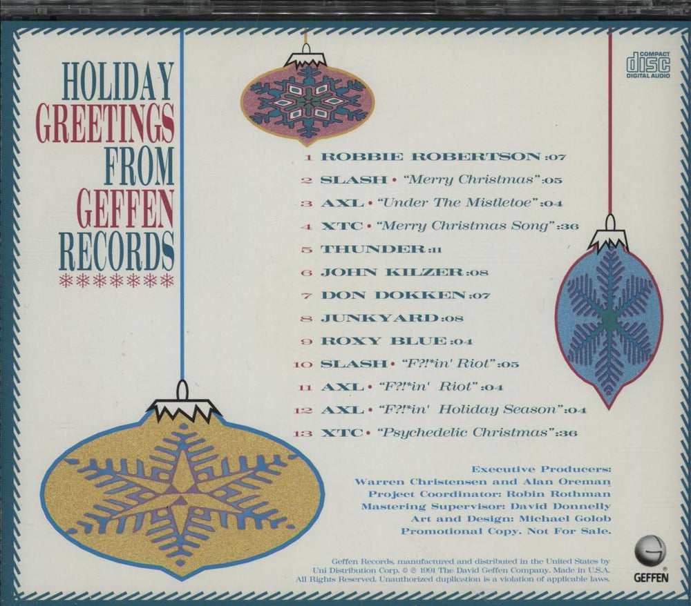 Various Artists Holiday Greetings From Geffen Records US Promo CD album (CDLP) VARCDHO753708