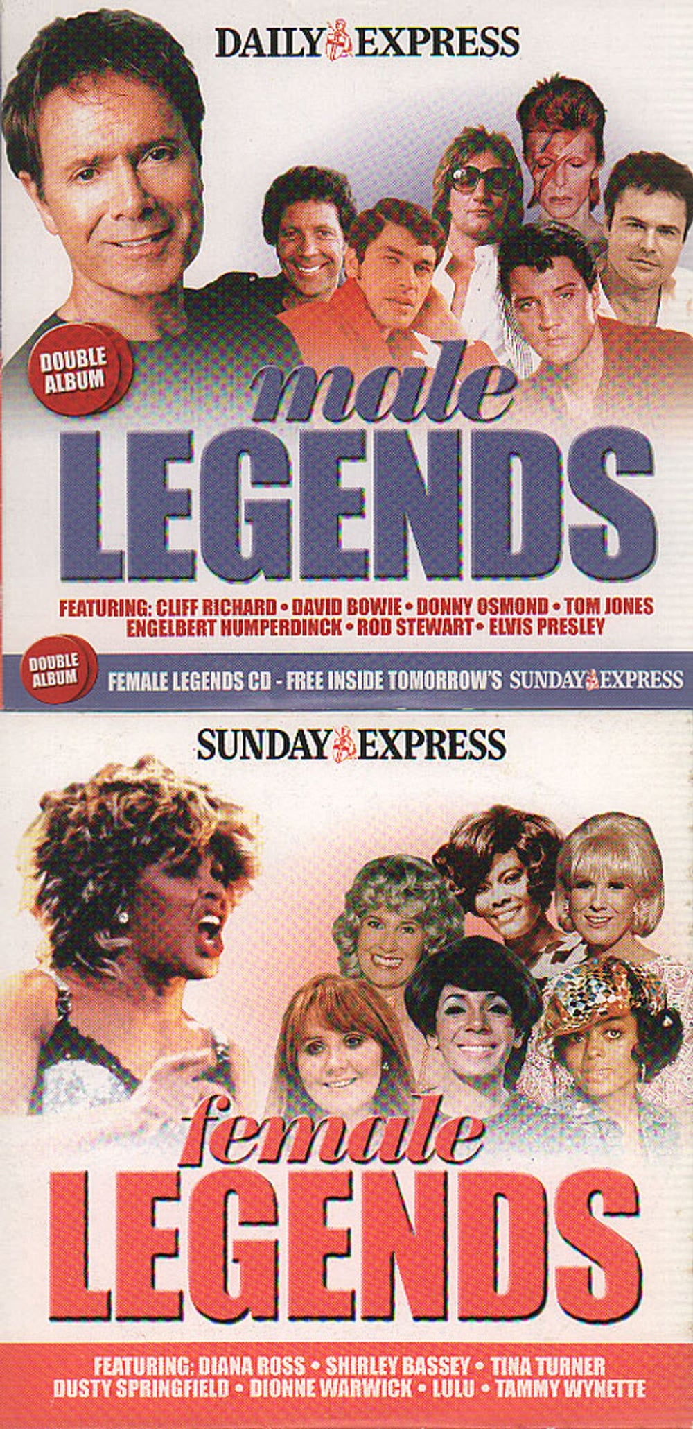 Various Artists Male Legends & Female Legends UK Promo 2 CD album set (Double CD) D/SELEGCD01