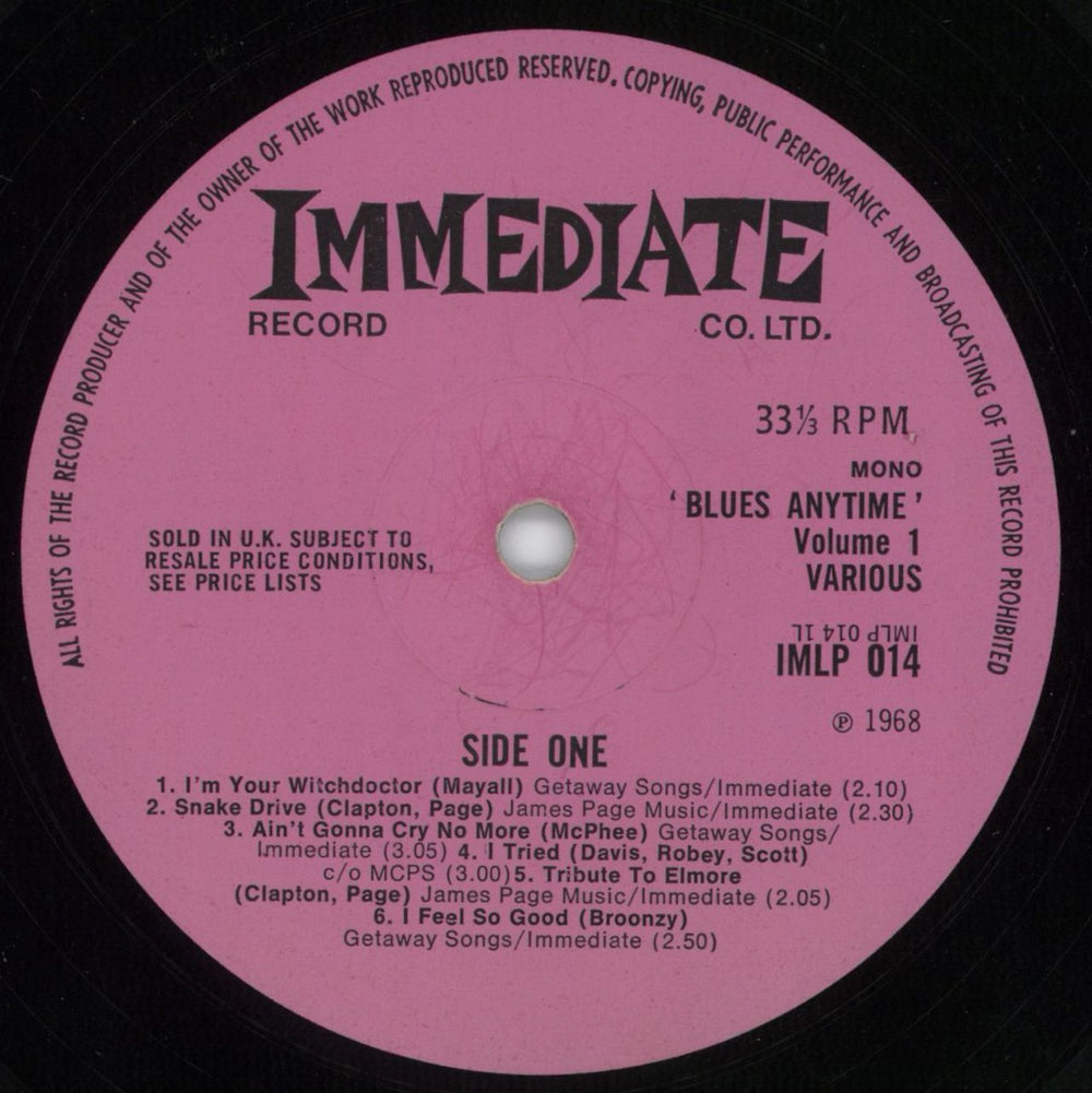 Various-Blues & Gospel Blues Anytime Vol. 1: An Anthology Of British Blues - Pink Labels UK vinyl LP album (LP record) V-BLPBL801201