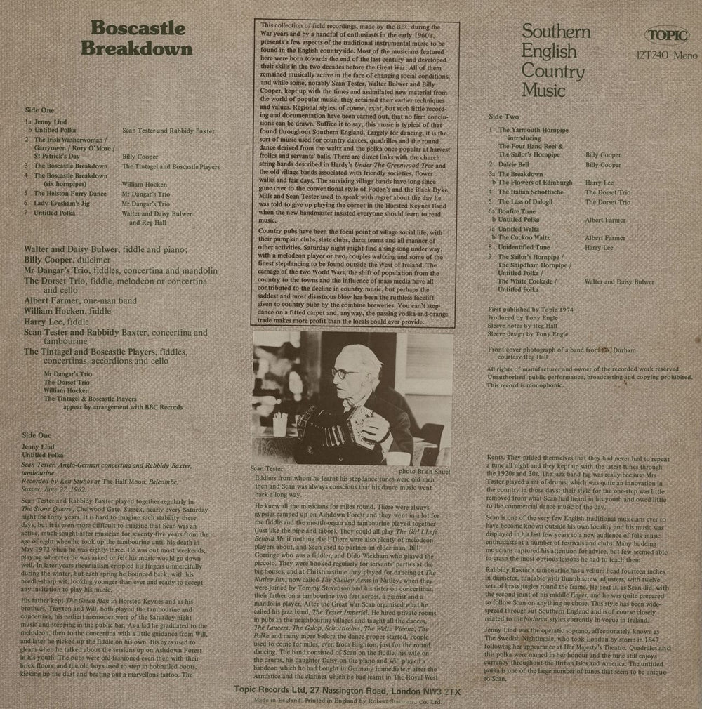 Various-Folk Boscastle Breakdown: Southern English Country Music UK vinyl LP album (LP record)