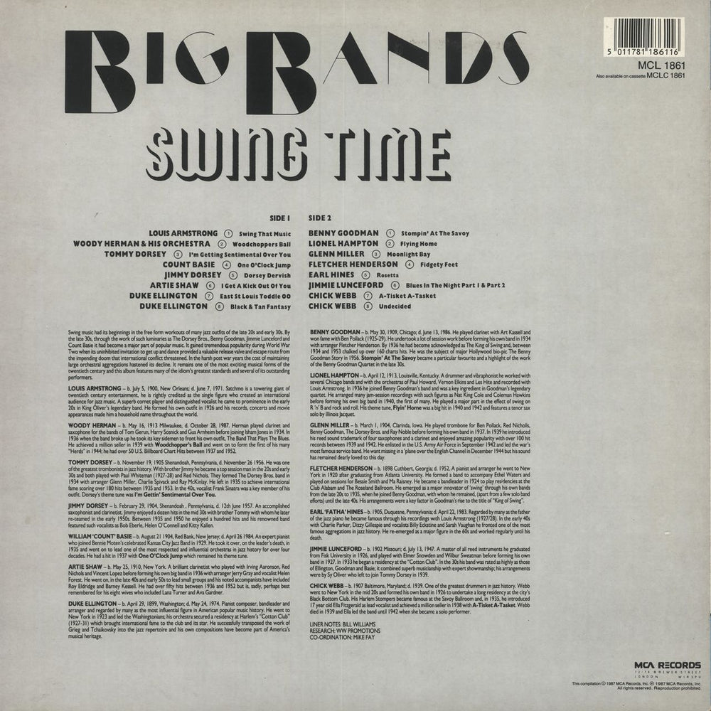 Various-Jazz Big Bands Swing Time UK vinyl LP album (LP record) 5011781186116