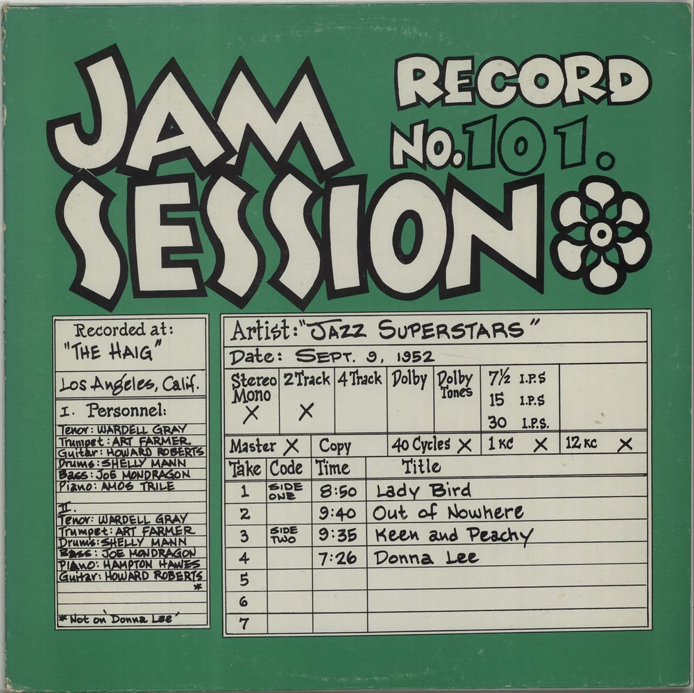 Various-Jazz Jam Session Record No. 101 US vinyl LP album (LP record) JS-101