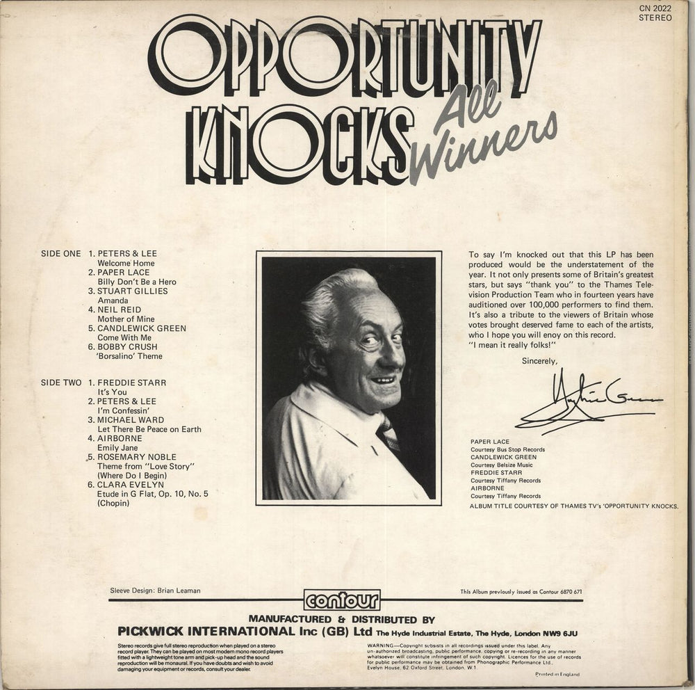 Various-Pop Opportunity Knocks All Winners UK vinyl LP album (LP record)