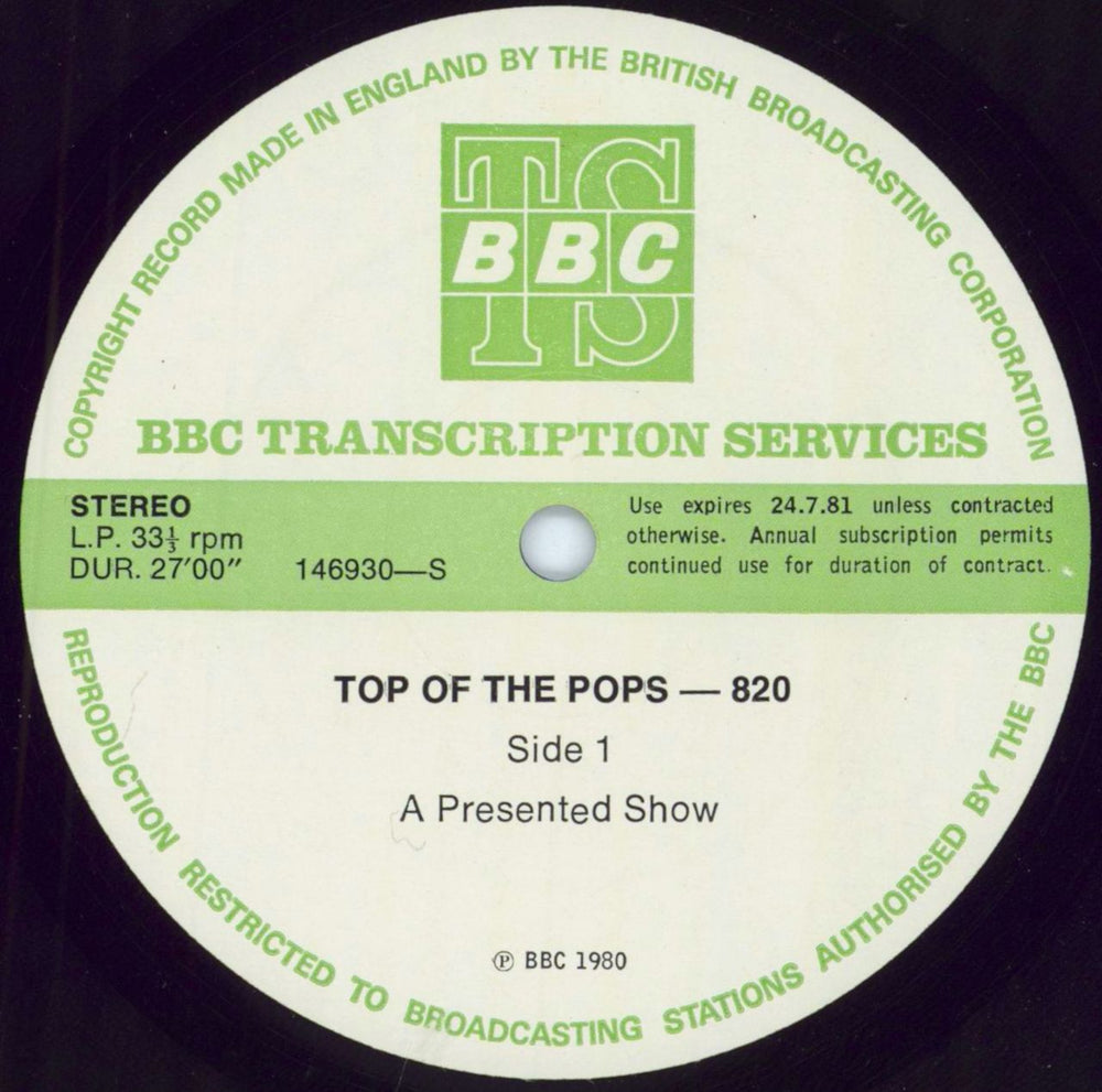 Various-Pop Top Of The Pops 820 UK Promo vinyl LP album (LP record) 146930/31-S