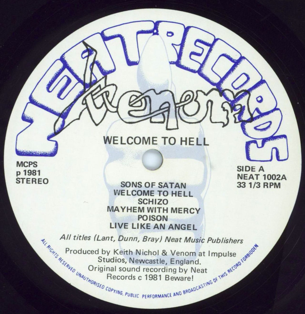 Venom Welcome To Hell + poster + Lyric Insert - EX UK vinyl LP album (LP record) VNMLPWE809699