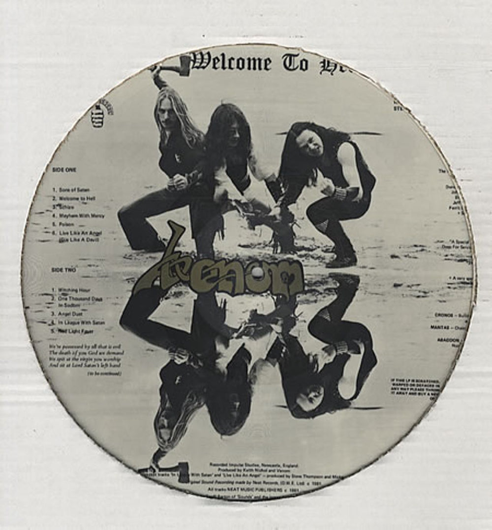 Venom Welcome To Hell UK picture disc LP (vinyl picture disc album) VNMPDWE164074