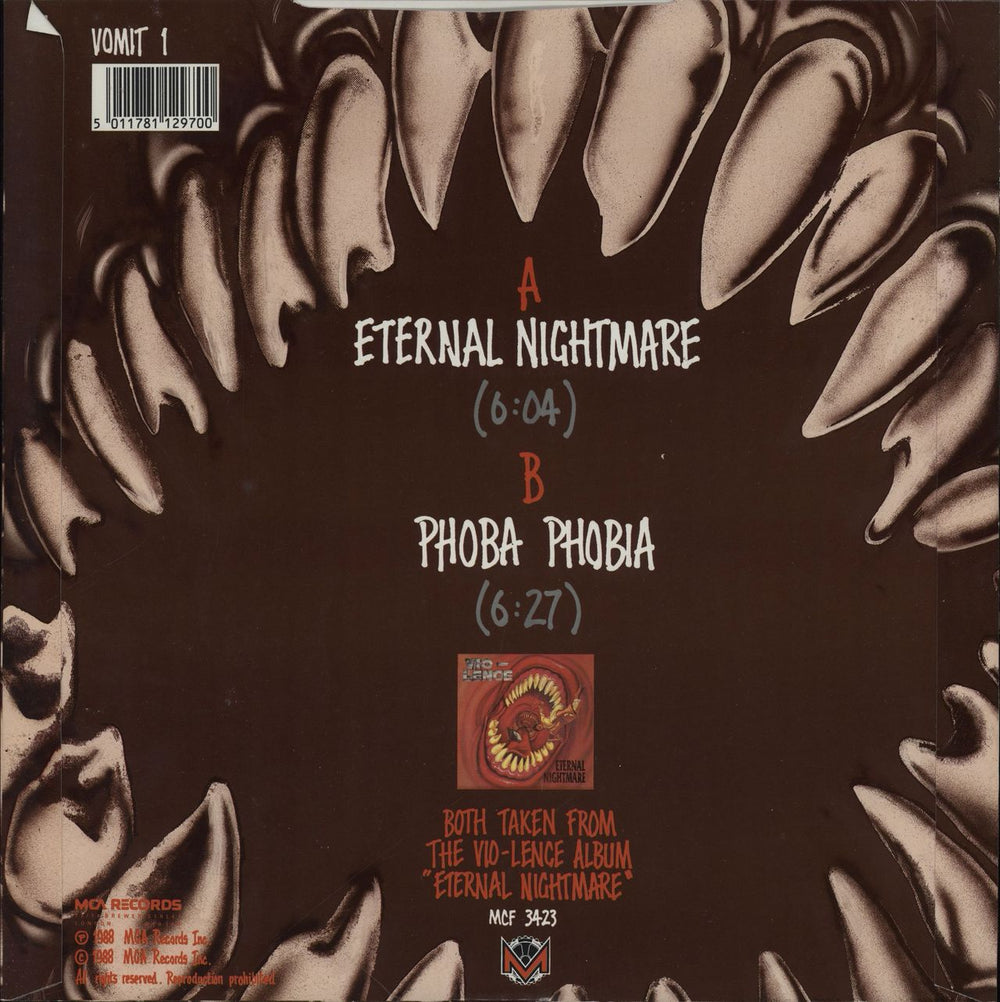 Vio-Lence Eternal Nightmare US 10" vinyl single (10 inch record) 5011781129700