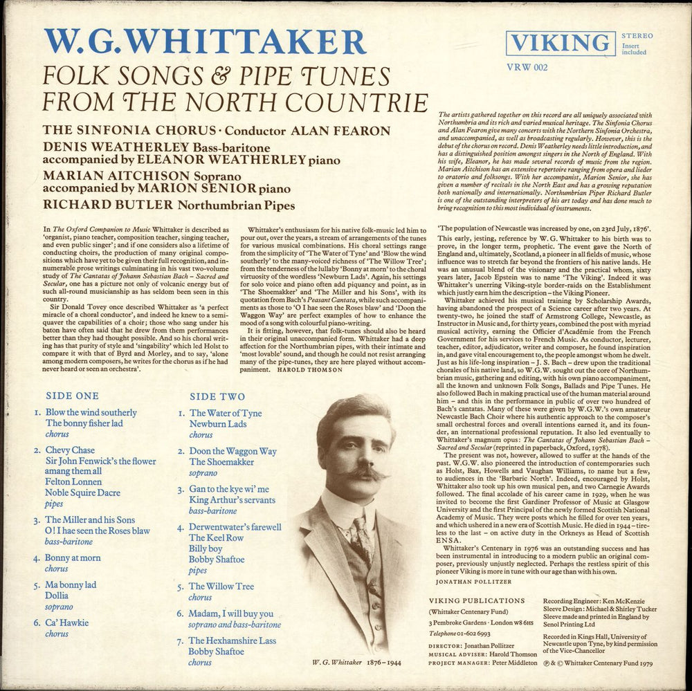 W. G. Whittaker Blow The Wind Southerly UK vinyl LP album (LP record)