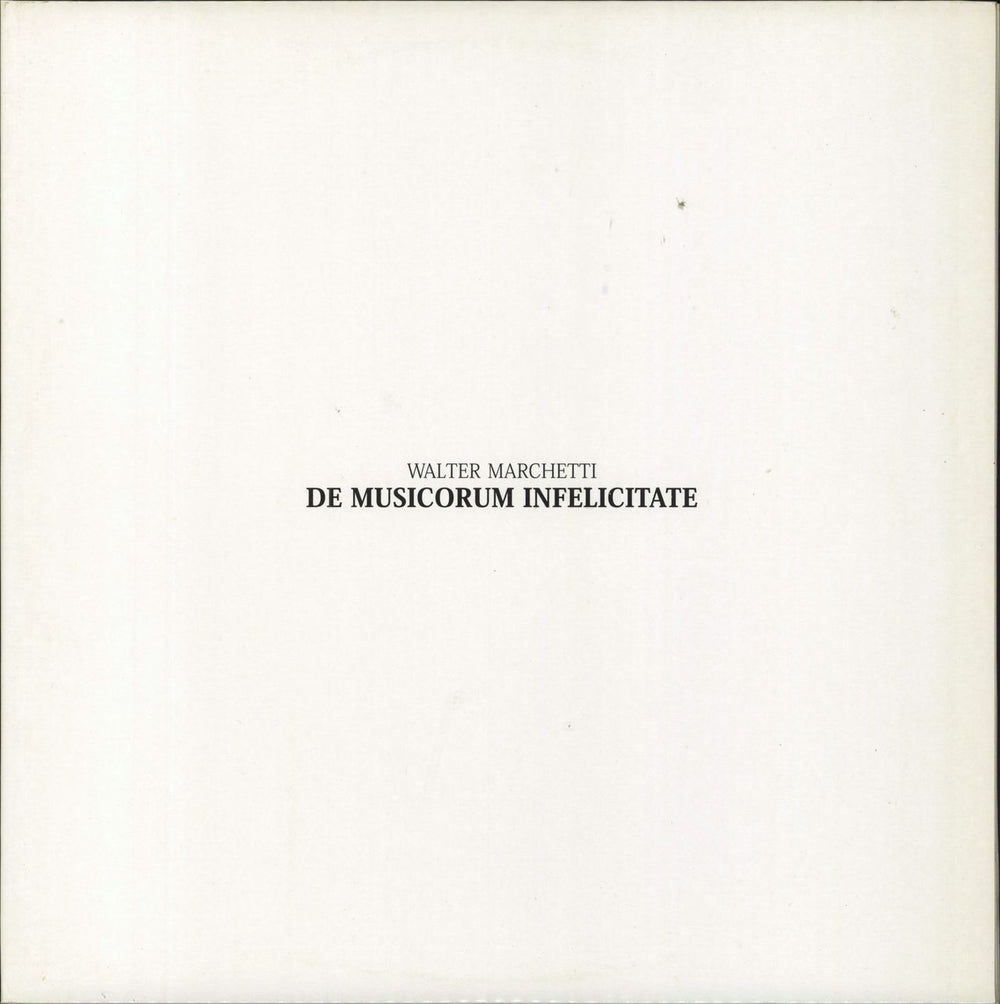 Walter Marchetti De Musicorum Infelicitate Italian 2-LP vinyl record set (Double LP Album) ALGA15