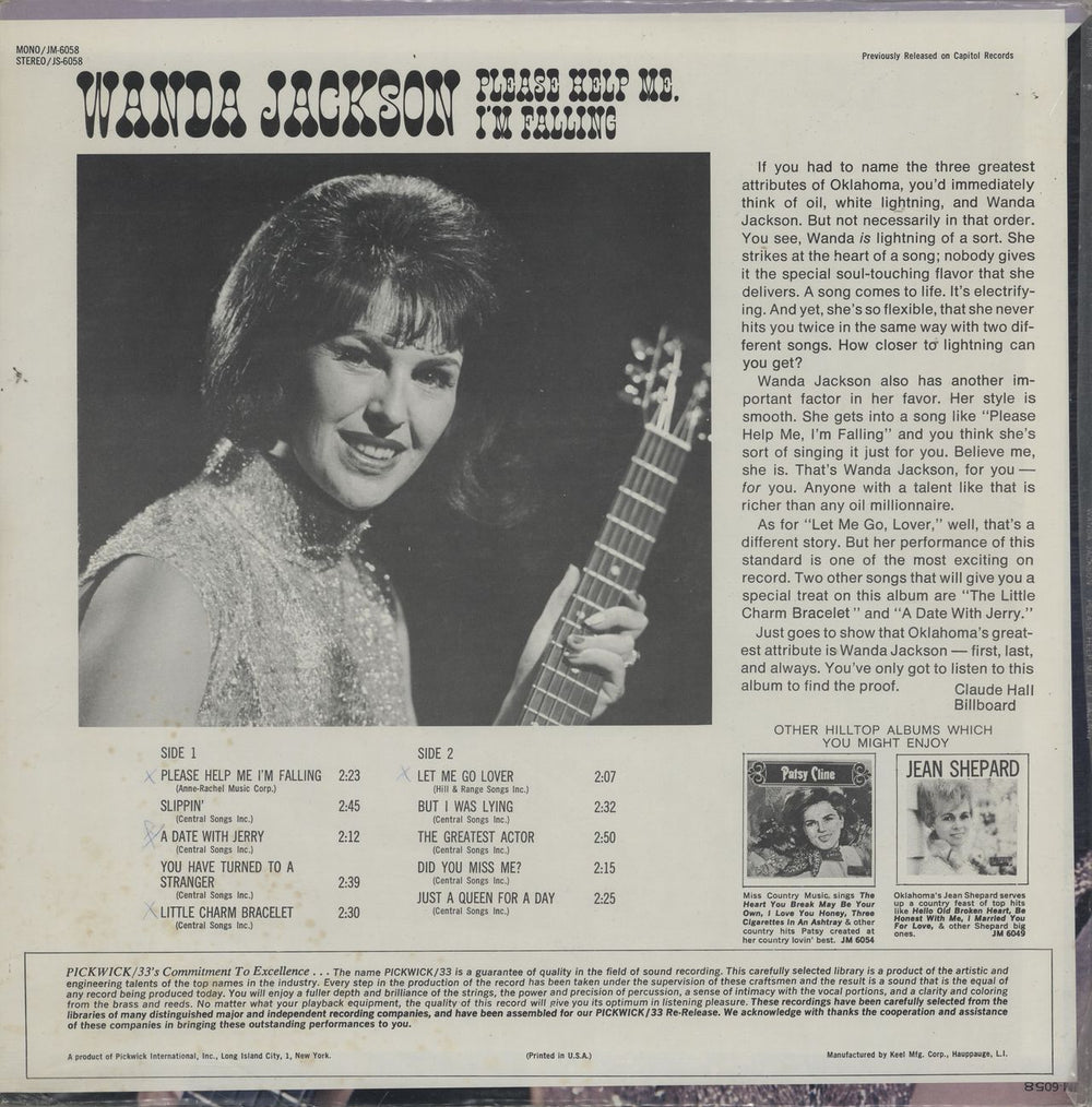 Wanda Jackson Please Help Me, I'm Falling US vinyl LP album (LP record)