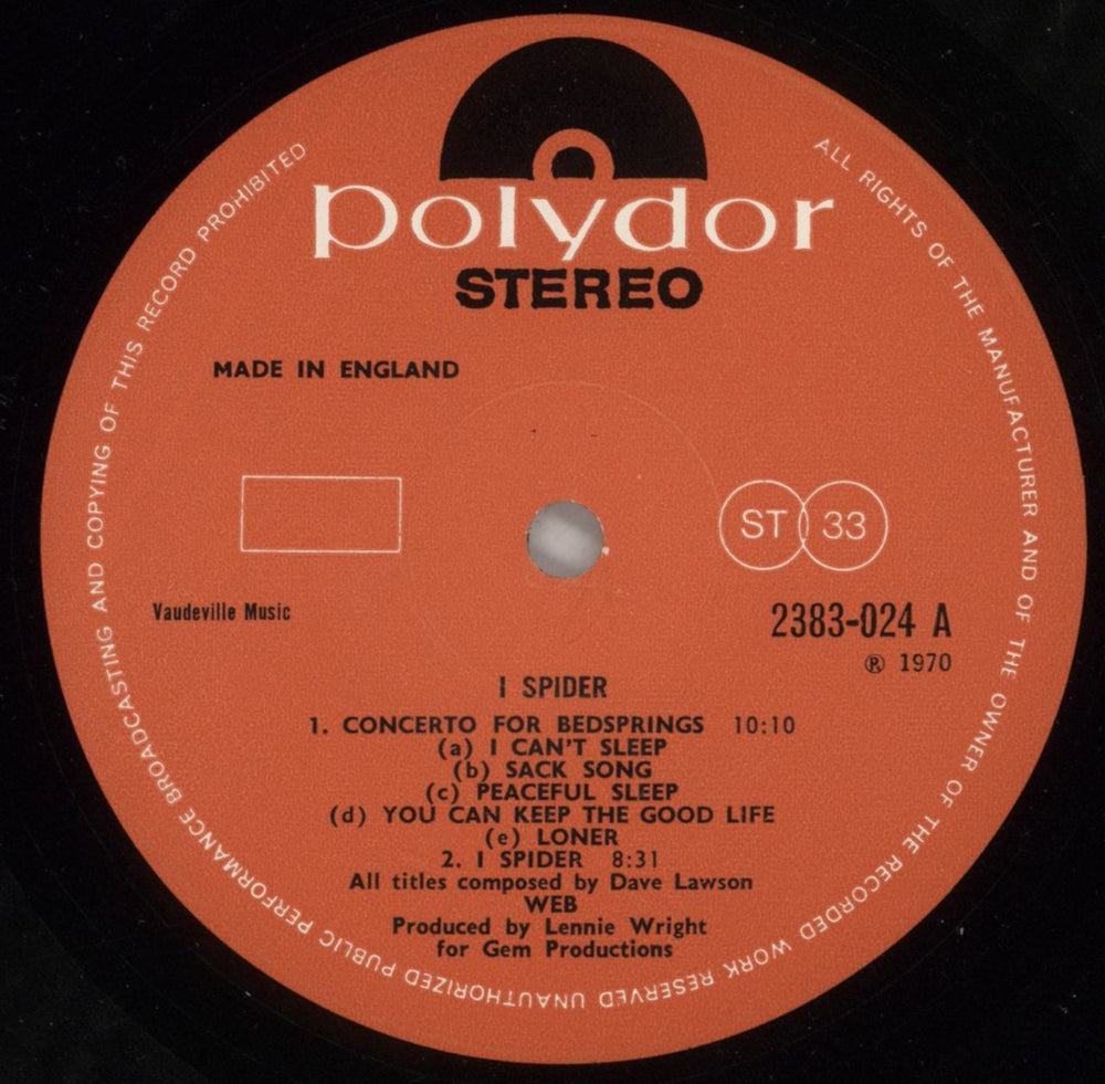 Web I Spider UK vinyl LP album (LP record) WB-LPIS453741