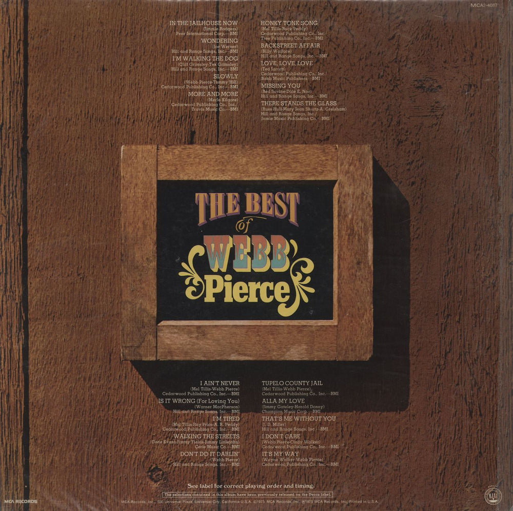 Webb Pierce The Best Of Webb Pierce US 2-LP vinyl record set (Double LP Album)