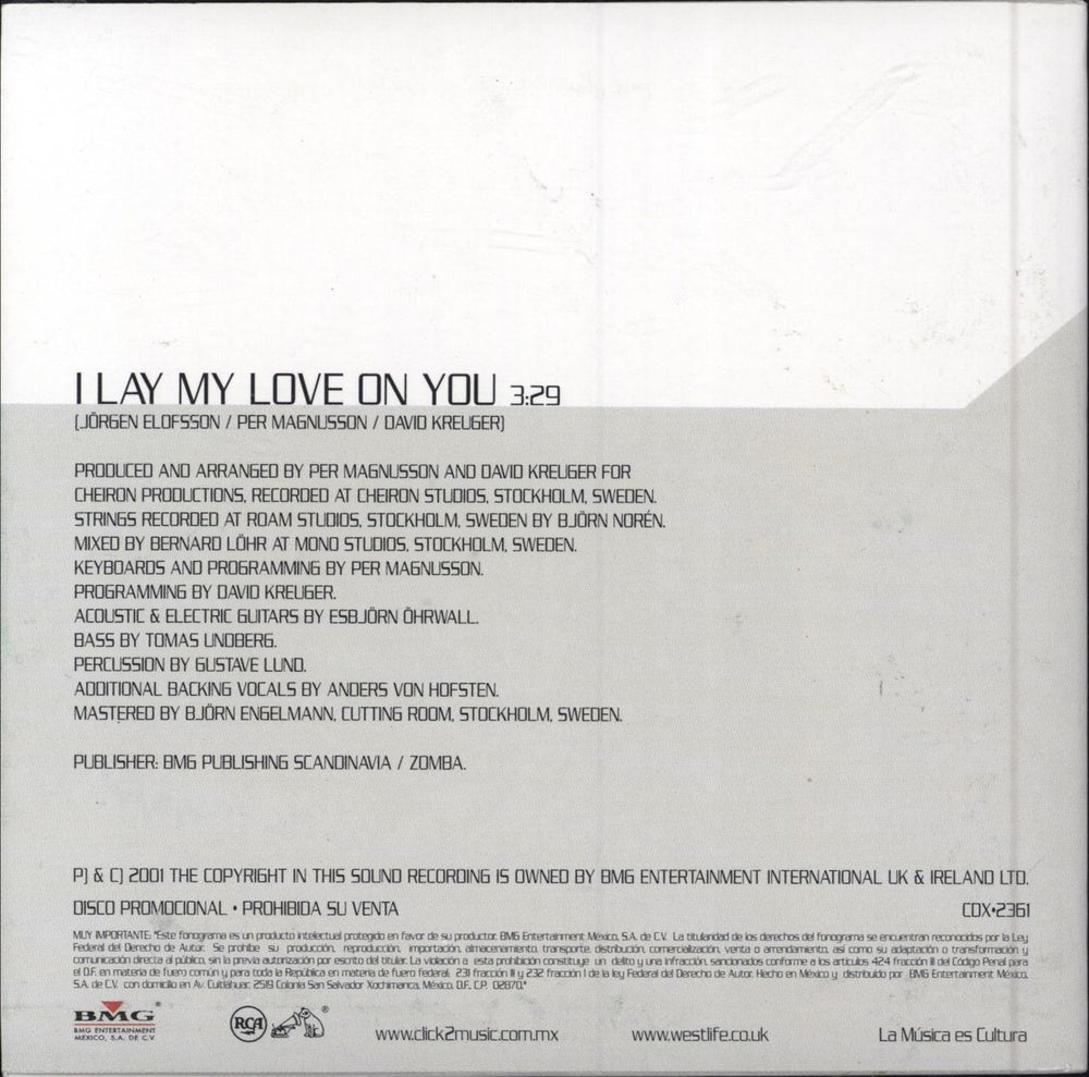 Westlife I Lay My Love On You Mexican Promo CD single (CD5 / 5") WLIC5IL179932