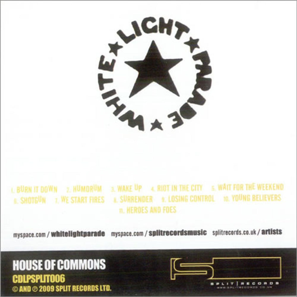 White Light Parade House Of Commons UK Promo CD-R acetate cd-r acetate