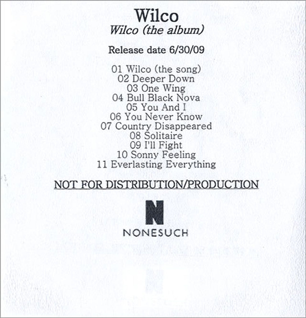 Wilco Wilco [the Album] Us Promo Cd R Acetate —