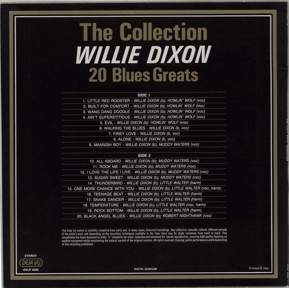 Willie Dixon The Willie Dixon Collection 20 Golden Greats Italian vinyl LP album (LP record)