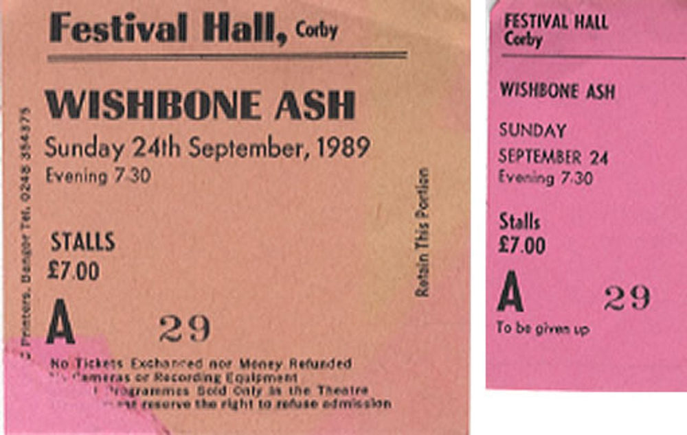 Wishbone Ash Festival Hall UK concert ticket CONCERT TICKETS