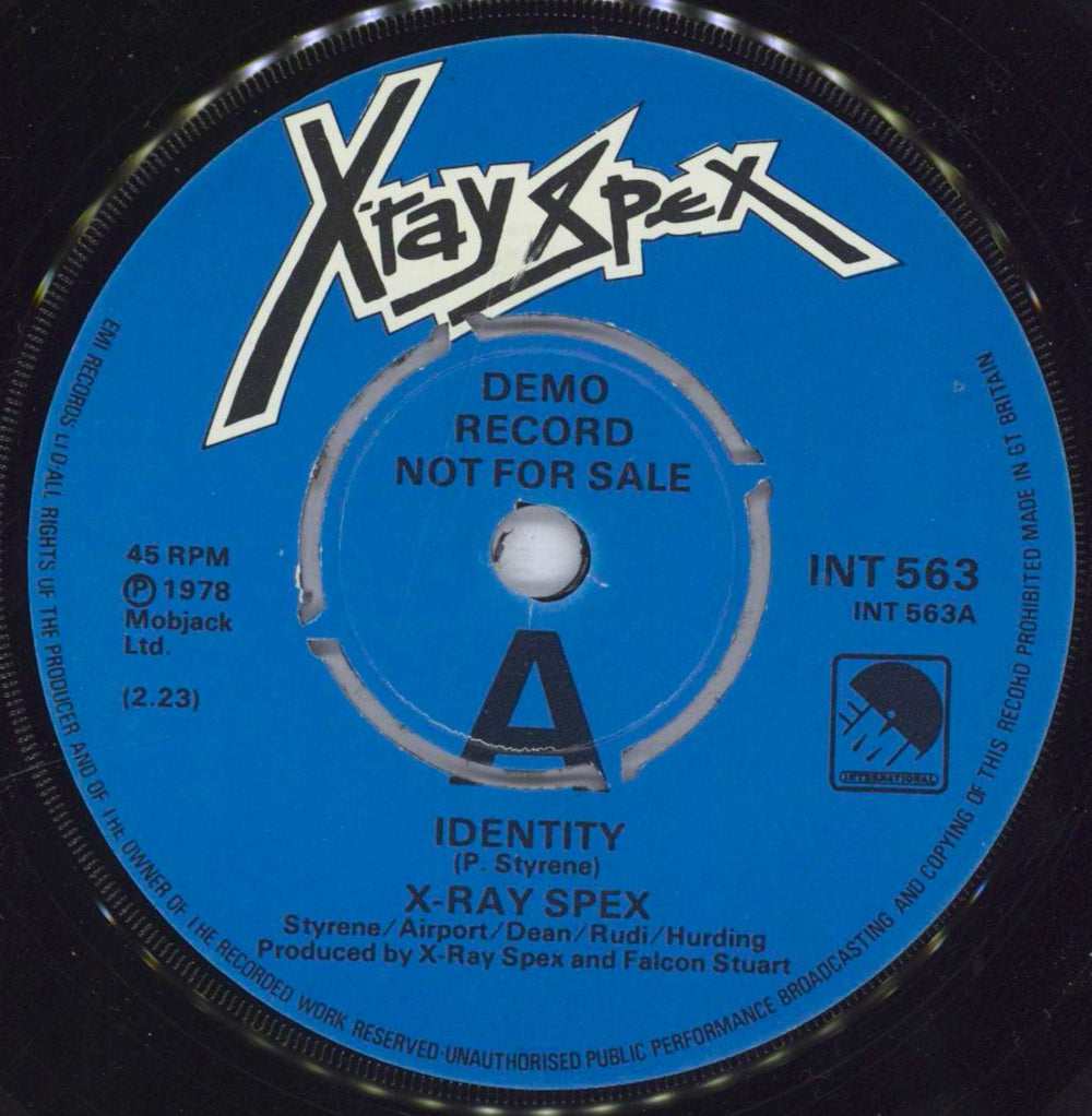 X-Ray Spex Identity - 4pr + Picture Sleeve UK Promo 7" vinyl single (7 inch record / 45) X-R07ID829550