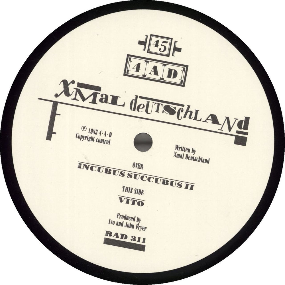 Xmal Deutschland Incubus Succubus II - Grass Label + Glossy Sleeve UK 12" vinyl single (12 inch record / Maxi-single)