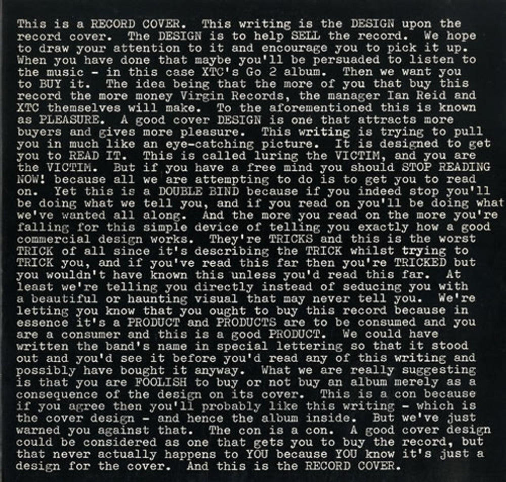 XTC Go 2 UK vinyl LP album (LP record) V2108