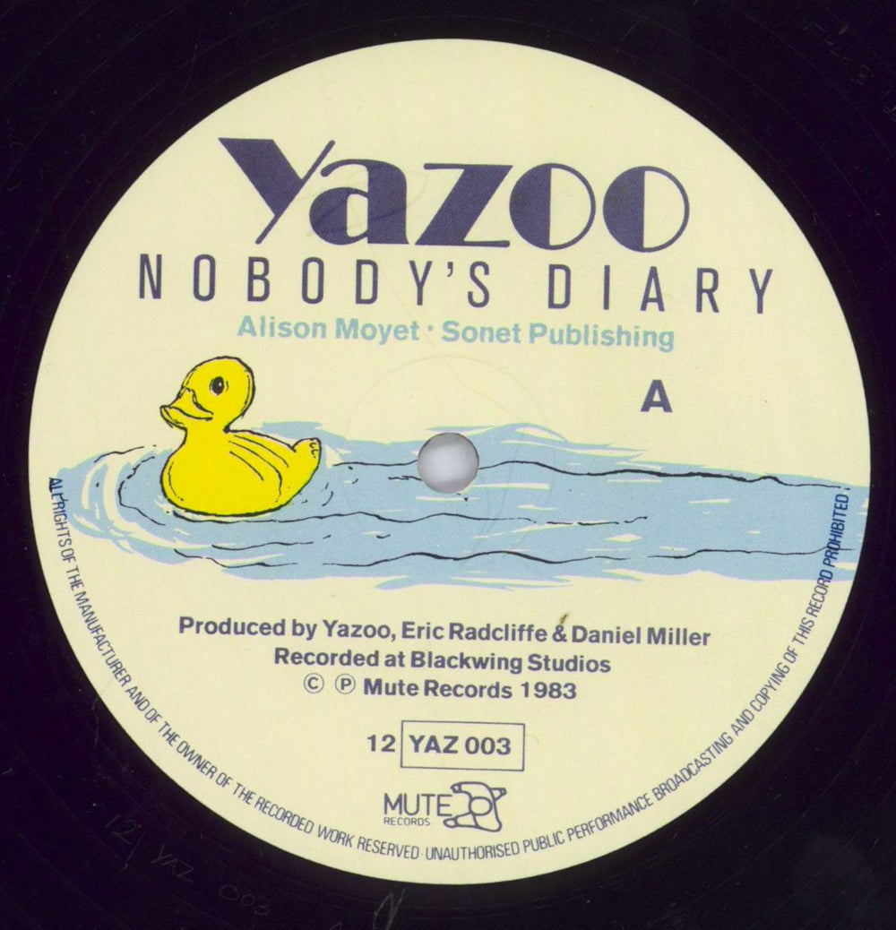 Yazoo Nobody's Diary UK 12" vinyl single (12 inch record / Maxi-single) YAZ12NO831829